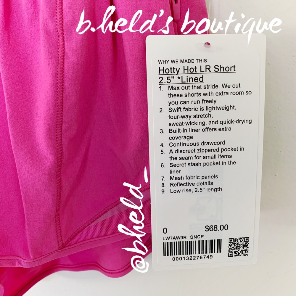 lululemon Hotty Hot Low-Rise Lined Short 2.5" in Sonic Pink Size 0 Brand New NWT - Picture 2 of 16